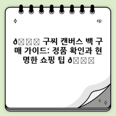 ✨ 명품의 가치를 담은 일상: 당신에게 딱 맞는 구찌 캔버스 백 찾기 ✨