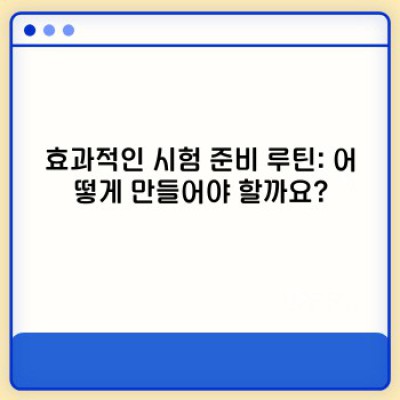 시험 준비 루틴: 효과적인 학습 전략으로 시험 불안 극복하기