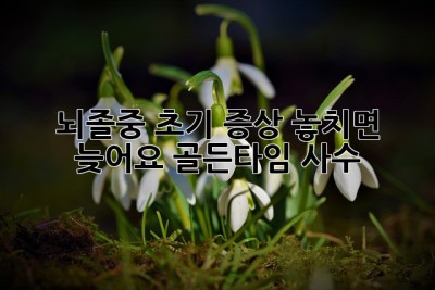 🚨 뇌졸중 초기 증상🚨 놓치면 늦어요! 골든타임 사수💪