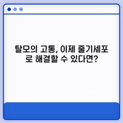 탈모 고민 끝! 줄기세포 탈모치료, 효과와 부작용, 그리고 선택 가이드