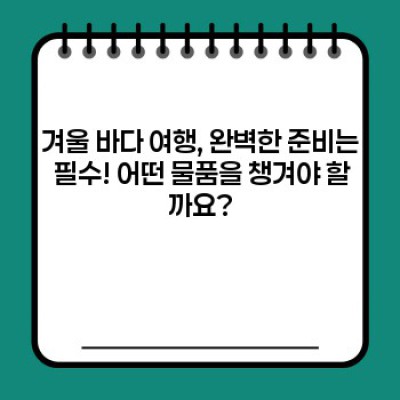 겨울 바다 여행: 혹한 속 아름다움, 완벽한 준비와 추천 여행지 가이드