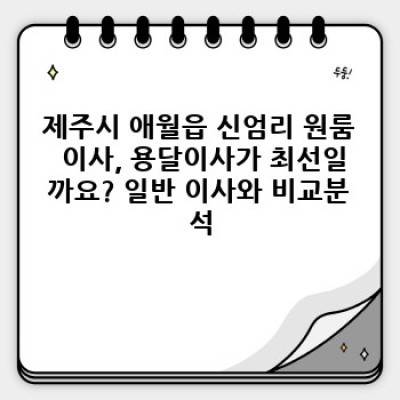 제주시 애월읍 신엄리 원룸 이사, 용달이사 완벽 가이드: 준비물부터 비용까지!